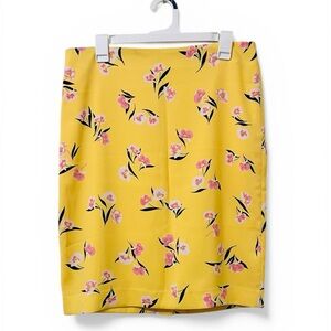 Ann Taylor Factory Yellow Floral Pencil Skirt
